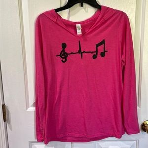 Music large scoop neck lightweight hoodie